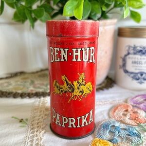 Vintage Ben Hur  Round Tin Paprika 1 Oz Spice Jar Container